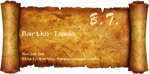 Bartko Tamás névjegykártya
